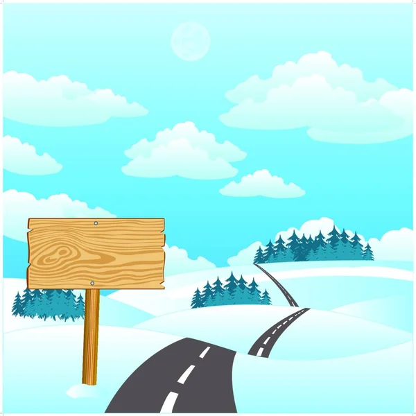 Illustrazione Della Strada Inverno — Vettoriale Stock