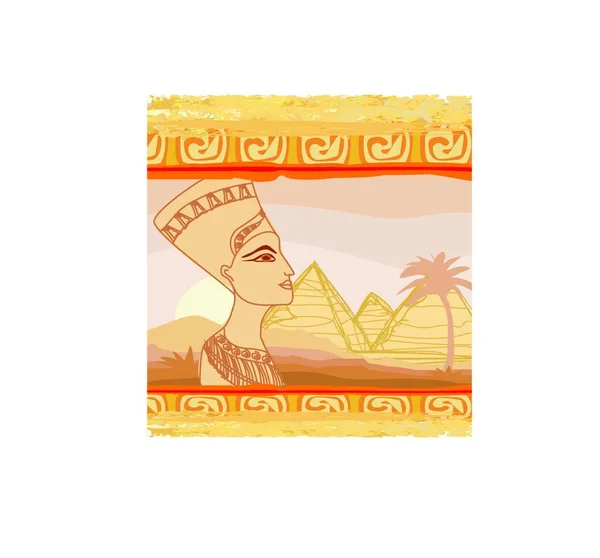 エジプトの女王との古い紙 — ストックベクタ