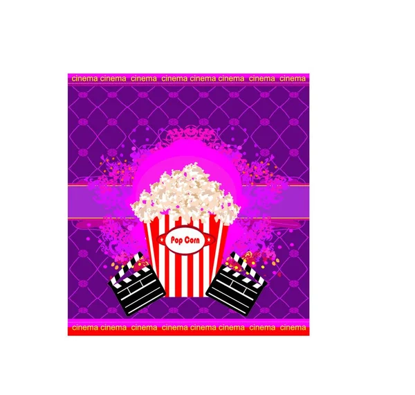 Pop Corn Con Clapper Board Cinema Scheda Astratta — Vettoriale Stock