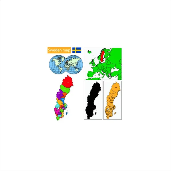 Σουηδία Χάρτης Γραφική Διανυσματική Απεικόνιση — Διανυσματικό Αρχείο