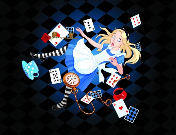 Falling Alice Ilustración Vectorial Gráfica — Vector de stock