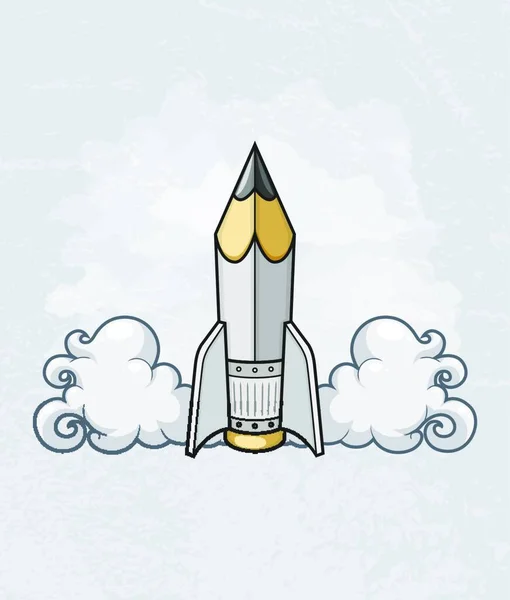 Creative Design Concept Pencil Tool Rocket — Stock Vector