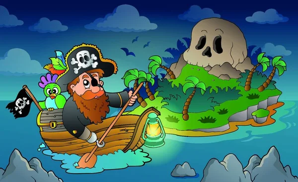 Theme Pirate Skull Island — Stock Vector