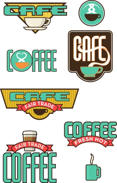 Káva Cafe Emblems Vektorové Ilustrace — Stockový vektor
