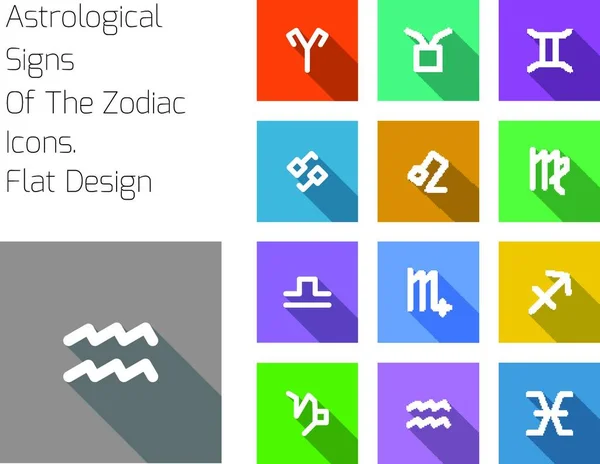 Zodiac Symbool Pictogrammen Kleur Achtergrond — Stockvector