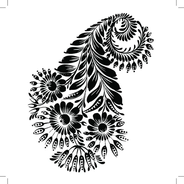 Decorative Silhouette Floral Paisley — Stock Vector
