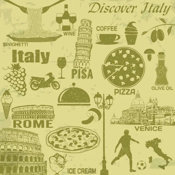 Itálie Cestovní Vintage Plakát Grafický Vektor Ilustrace — Stockový vektor