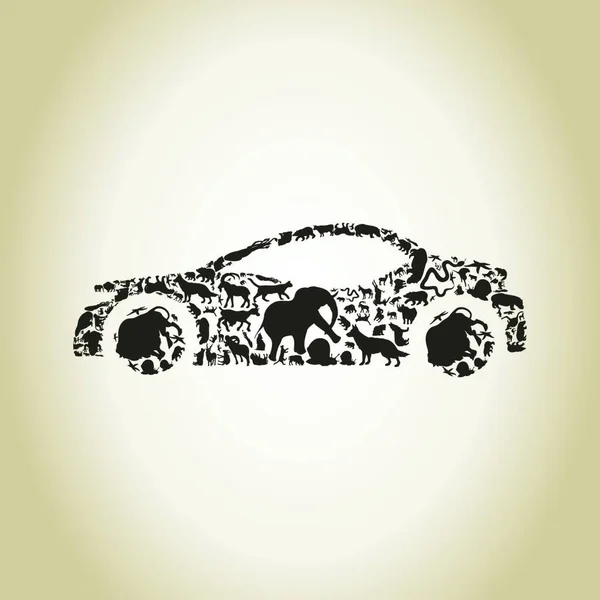 Автомобиль Животное Красочная Векторная Иллюстрация — стоковый вектор