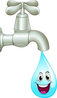 Musluk ve su damlası vektör çizimi 