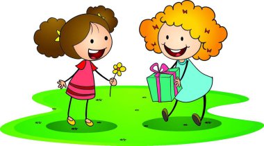 Çizgi film kızları vektör illüstrasyonu