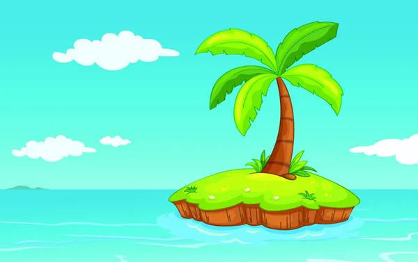 Palm Tree Island Graphic Vector Illustration — Stock Vector