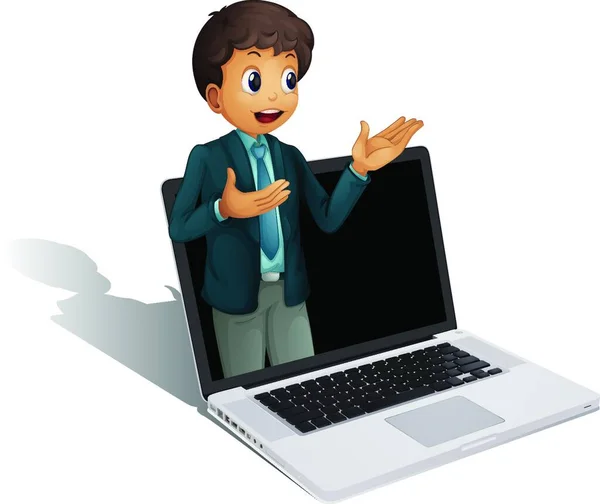 Laptop Man Icon Web Vector Illustration — Stock Vector