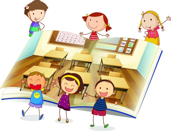 Kids Classroom Graphic Vector Illustration — Stock Vector