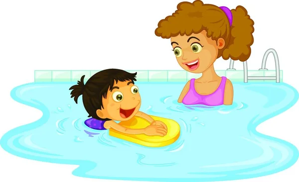 Illustration Child Swiming — Stock Vector