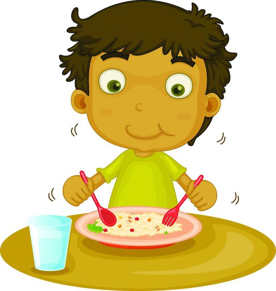 illustration of the Child  eating