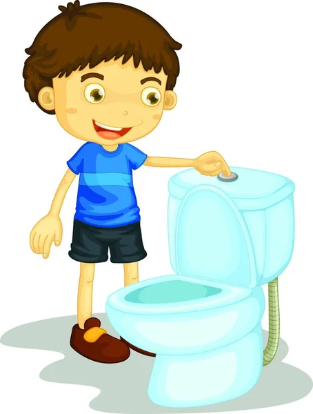Illustration Vectorielle Enfant Dans Toilette — Image vectorielle