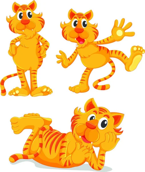 Ginger Katten Serie Kleurrijke Vector Illustratie — Stockvector
