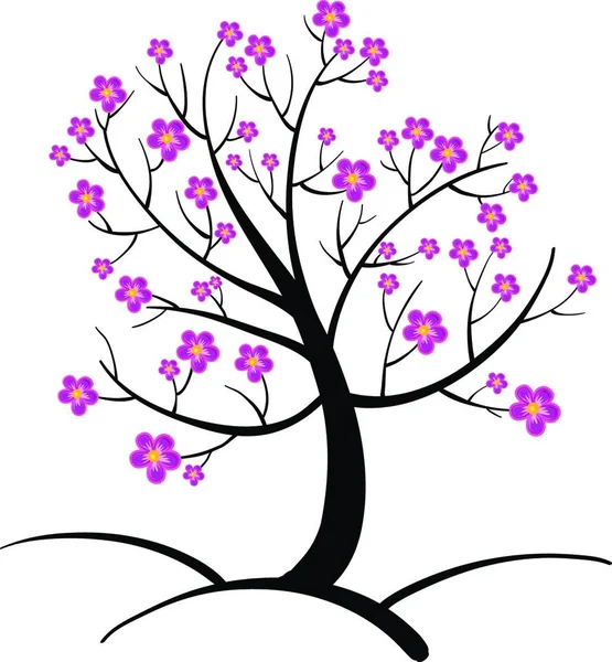 Ağaç Çiçek Vektör Çizim Ile — Stok Vektör