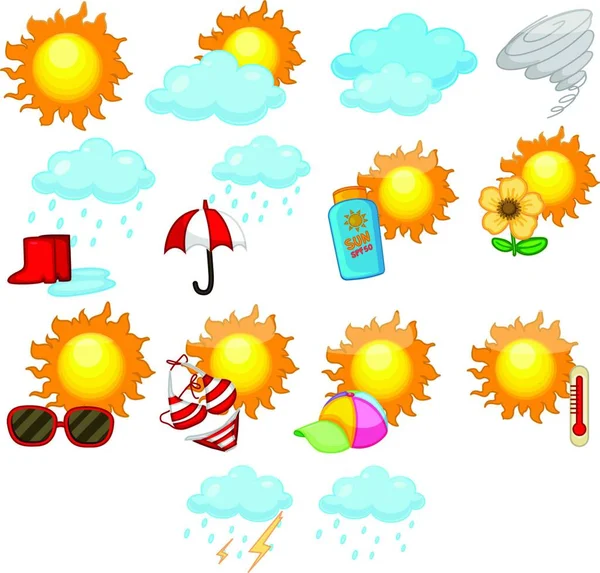 Wetter Symbole Vektor Illustration — Stockvektor