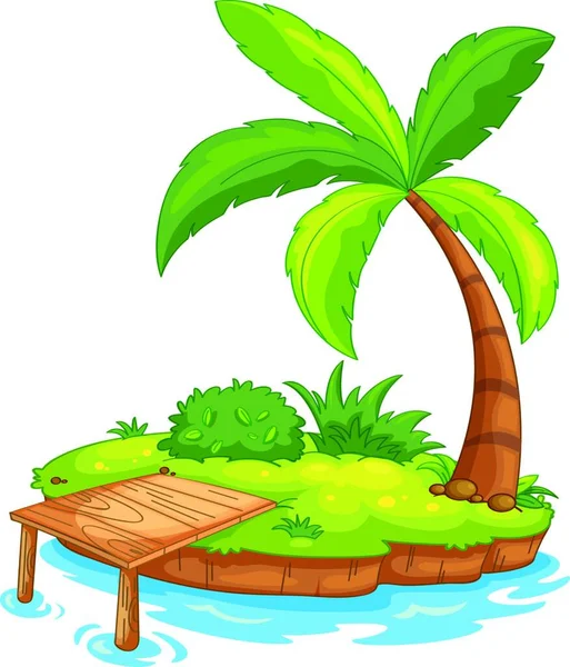 Insel Mit Palmen Vektorillustration — Stockvektor