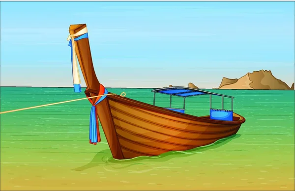 Thajská Pláž Stylová Vektorová Ilustrace — Stockový vektor