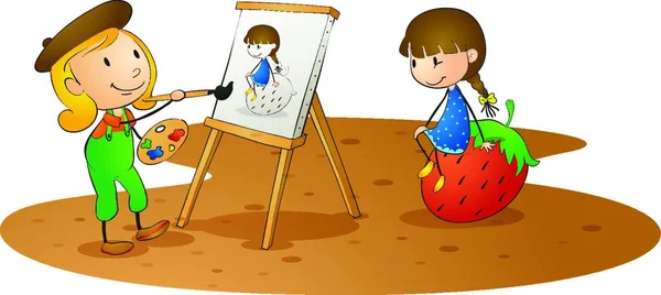 Kreskówki Dziewczyny Wektor Ilustracja — Wektor stockowy