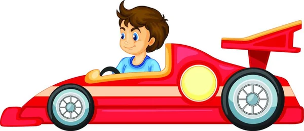 Illustration Boy Driving Car — Stock Vector