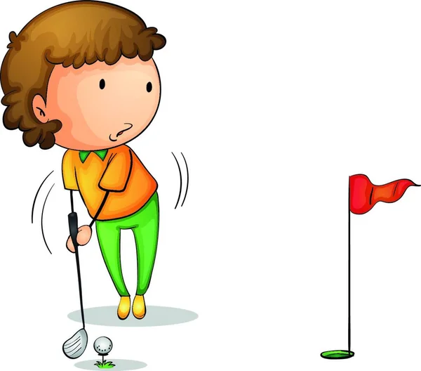 Active Kid Playing Golf — Stock Vector
