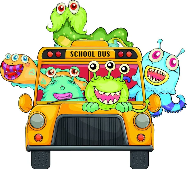 怪物和学校 彩色矢量插图 — 图库矢量图片