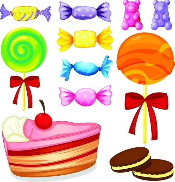 Illustration Various Sweets — Stock Vector