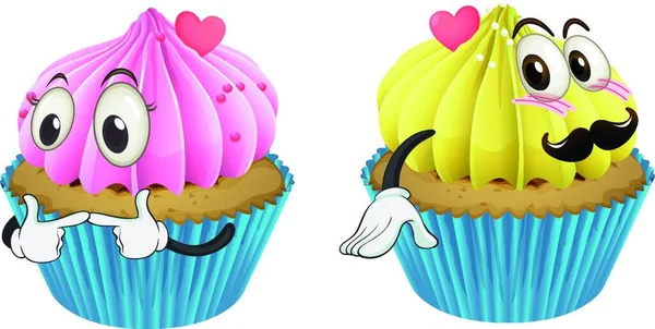 Coloridos Cupcakes Para Web Ilustración Vectorial — Archivo Imágenes Vectoriales