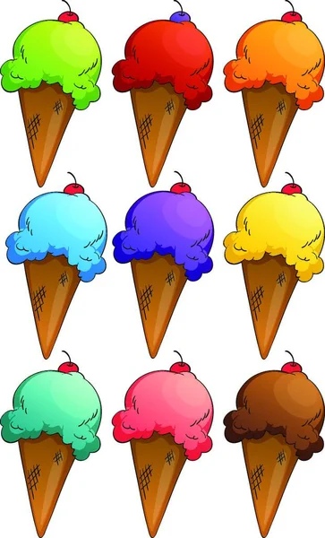 Набор Иконок Мороженого Векторная Иллюстрация — стоковый вектор