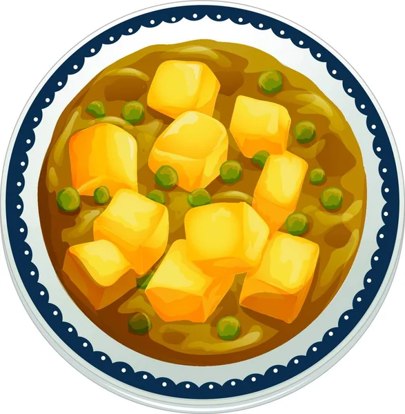 Illustration Curry Paneer — Stock Vector