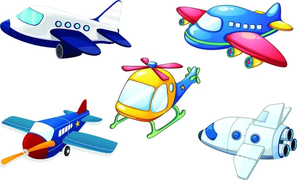 Ilustracja Różnych Samolotów — Wektor stockowy
