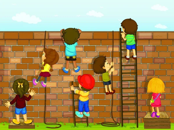 Ilustração Construção Crianças — Vetor de Stock