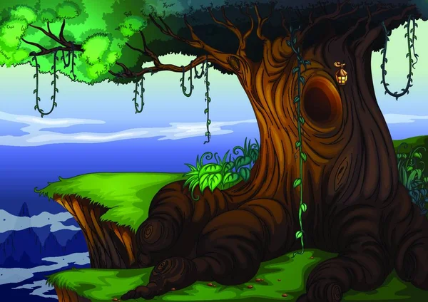 Illustration Der Baumhöhle — Stockvektor