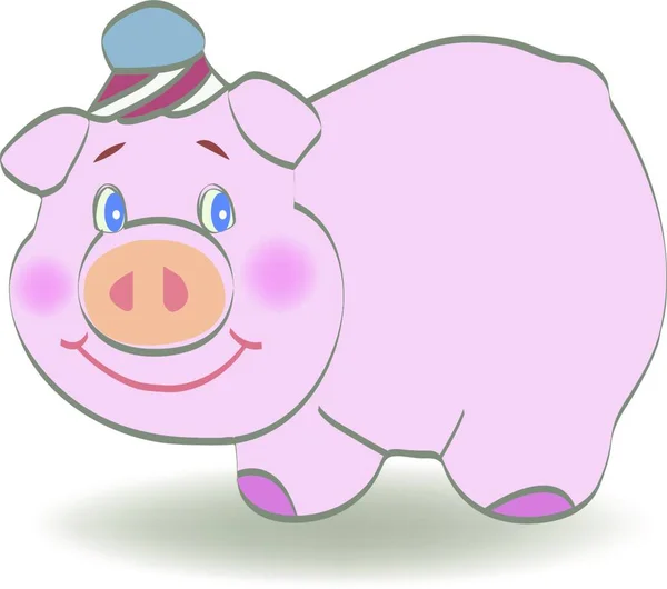 Cartoon Pig Vector Illustration Simple Design — Stock Vector