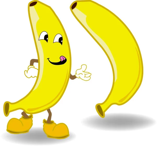 Kreslený Banán Vektorové Ilustrace Jednoduchý Design — Stockový vektor