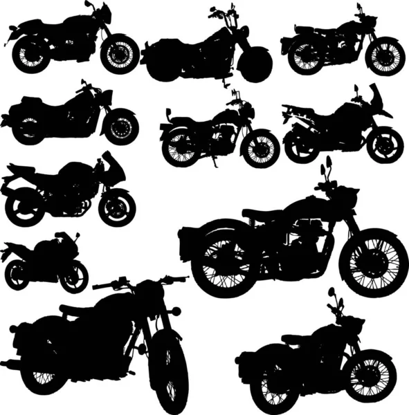 Мотоцикл Классический Набор Векторная Иллюстрация Простой Дизайн — стоковый вектор