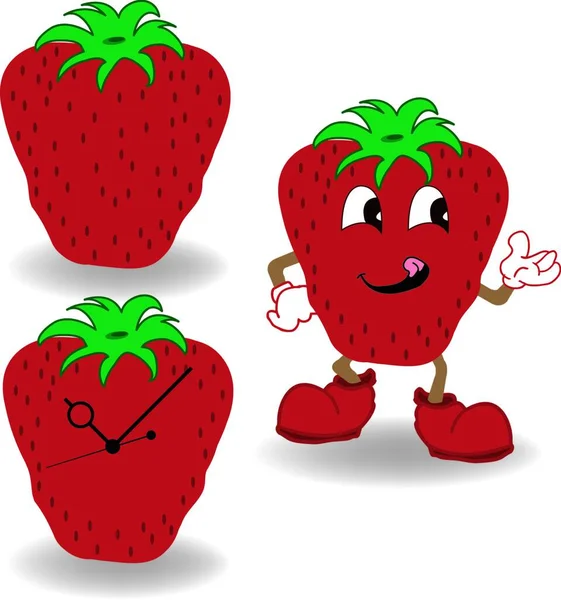 Strawberry Cartoon Vector Illustration Simple Design — Stock Vector