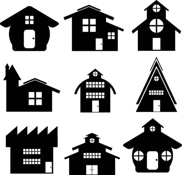Häuser Gesetzt Vektorillustration Einfaches Design — Stockvektor