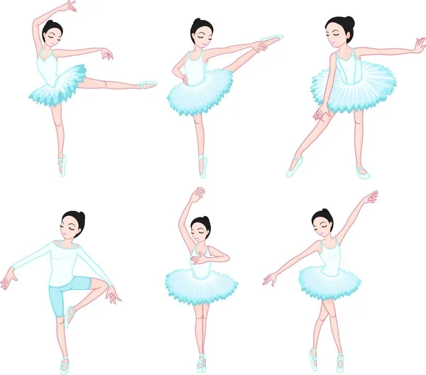 White Ballet Dancers Vector Illustration Simple Design — Stock Vector