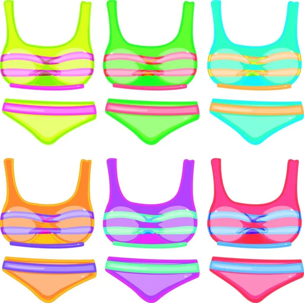 Diferentes Estilos Bikini Ilustración Vectorial Diseño Simple — Archivo Imágenes Vectoriales