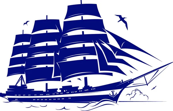 Yelkenli Gemi Vektör Çizimi Basit Tasarım — Stok Vektör