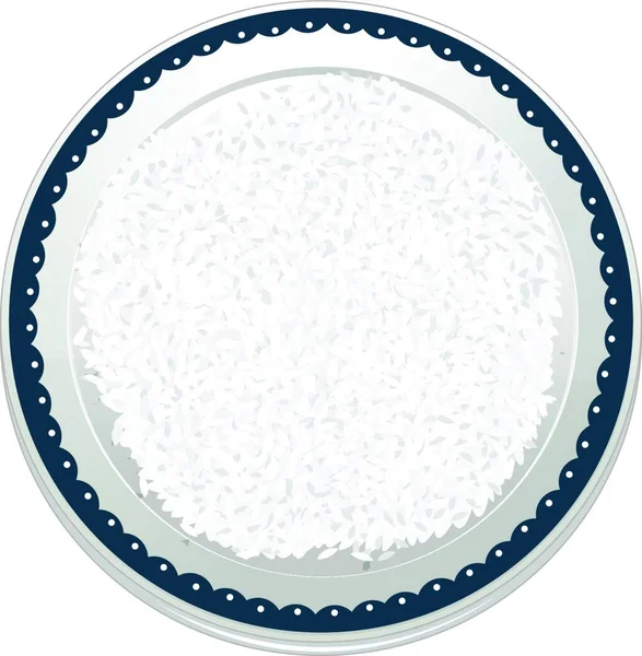 Reis Auf Teller Vektorillustration Einfaches Design — Stockvektor