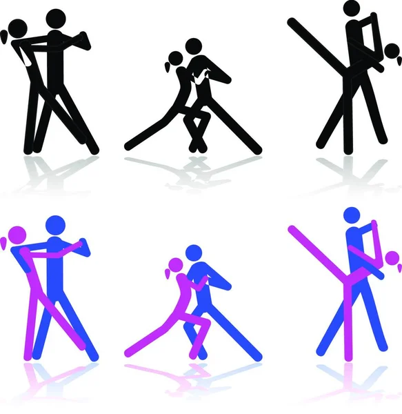 Dansende Mensen Set Vector Illustratie Eenvoudig Ontwerp — Stockvector