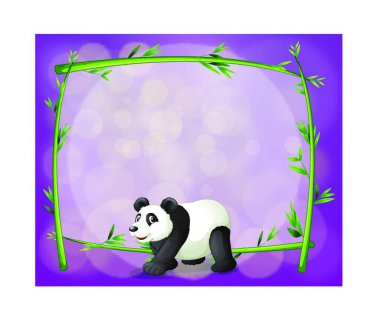Bambu çerçeve önünde bir panda