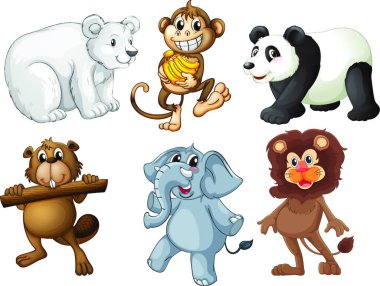 Ormandaki hayvanlar, vektör çizimi basit tasarım.