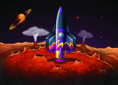 Gezegen bir uçak, vektör çizimi basit tasarım