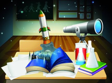 Bilim laboratuarı, vektör illüstrasyonu basit tasarım